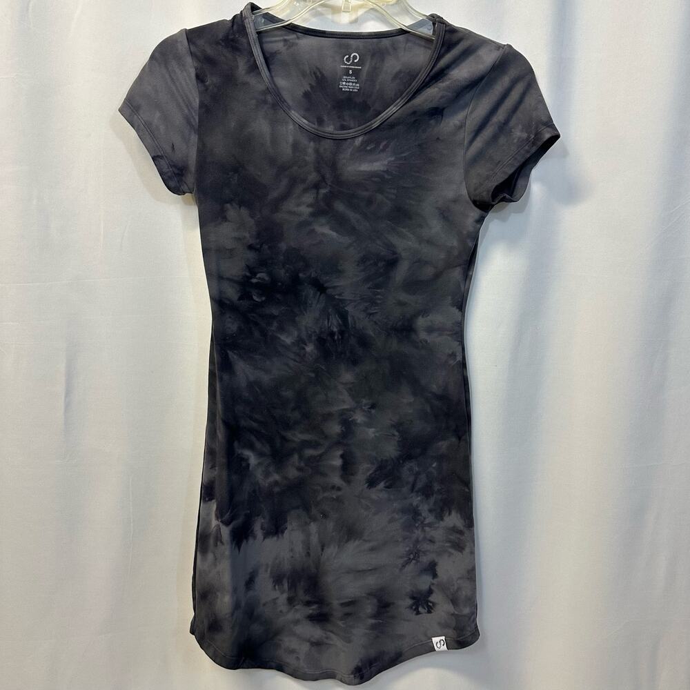 Skechers Black Tie-Dye Scoop Neck Mini Dress